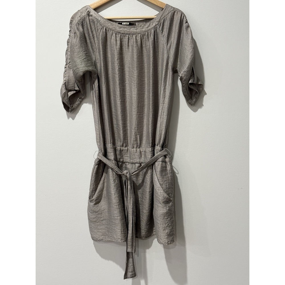 The Limited Dress Womens Medium Gray‎ Shimmer Linen Blend Drop Waist Pockets
